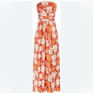 Grace Karin Orange and White Floral Dress Strapless Dress